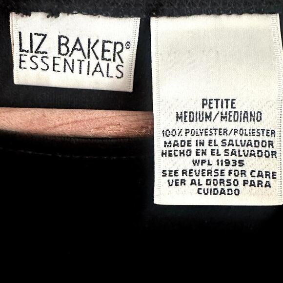 Liz Baker Black Velvet Long Sleeve Womens M Elegant Minimalist Pullover Tunic - Picture 3 of 6